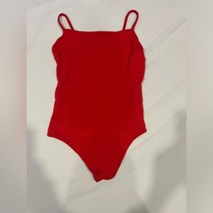 Red bodysuits with open back
